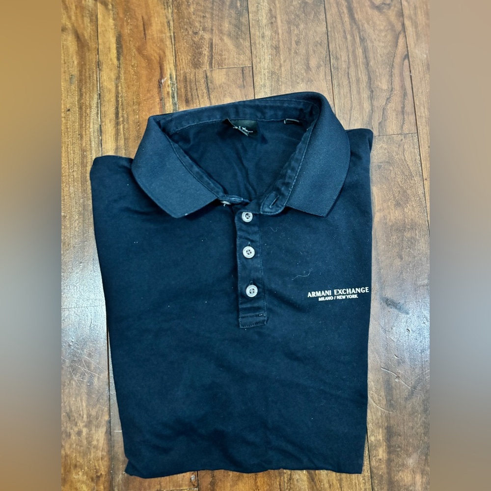 Men’s Armani Exchange Navy Polo Shirt - Picture 4 of 4